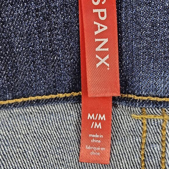 Spanx Jean-ish Bootcut Pants Medium Dark Wash Stretch Pull-On Denim Look - Picture 4 of 10